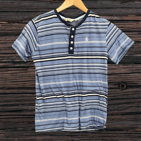 Original Penguin Blue and White Striped Short Sleeve Tee - Picture 1 of 4